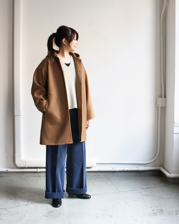 AURALEE HEAVY MELTON HOODED COAT