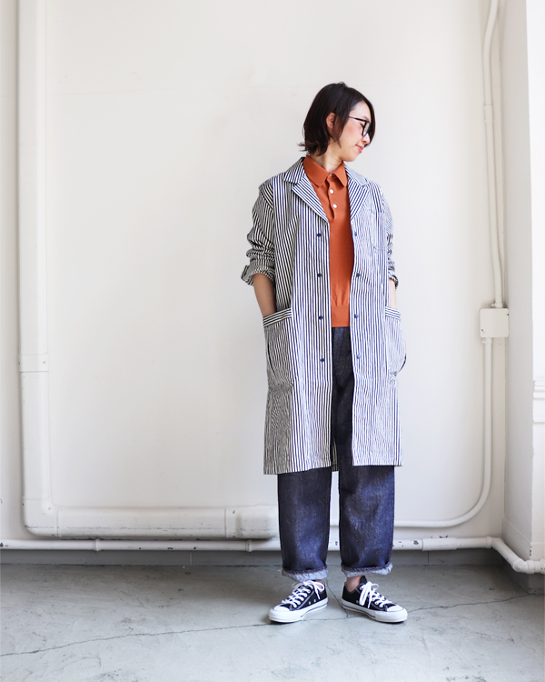 maillot(マイヨ) Indigo Hickory Shop Coat (インディゴヒッコリー ...